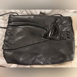 Nancy Collins Black Leather Clutch Shoulder Bag
